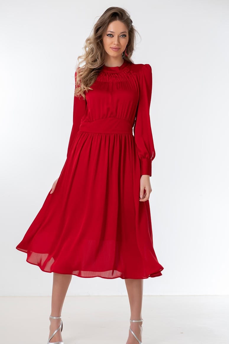 Rochie midi fluida din vascoza