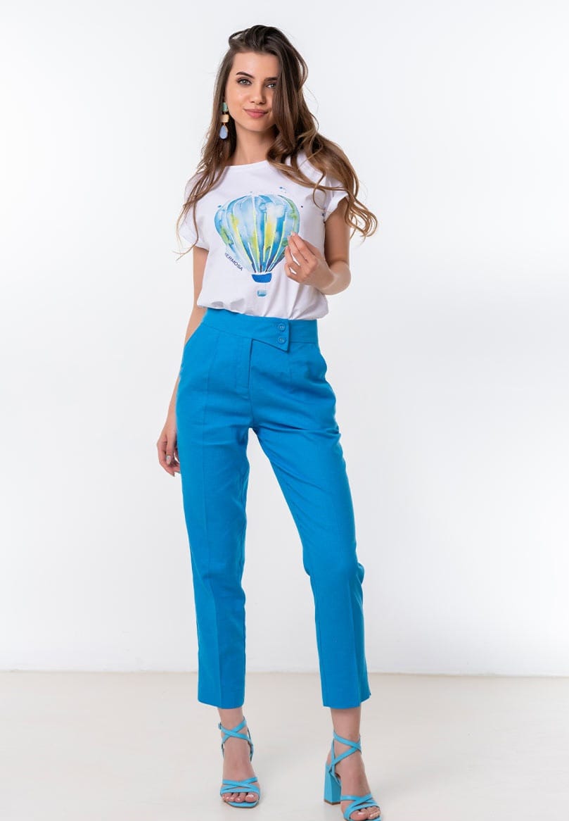 Pantaloni conici de in cu buzunare