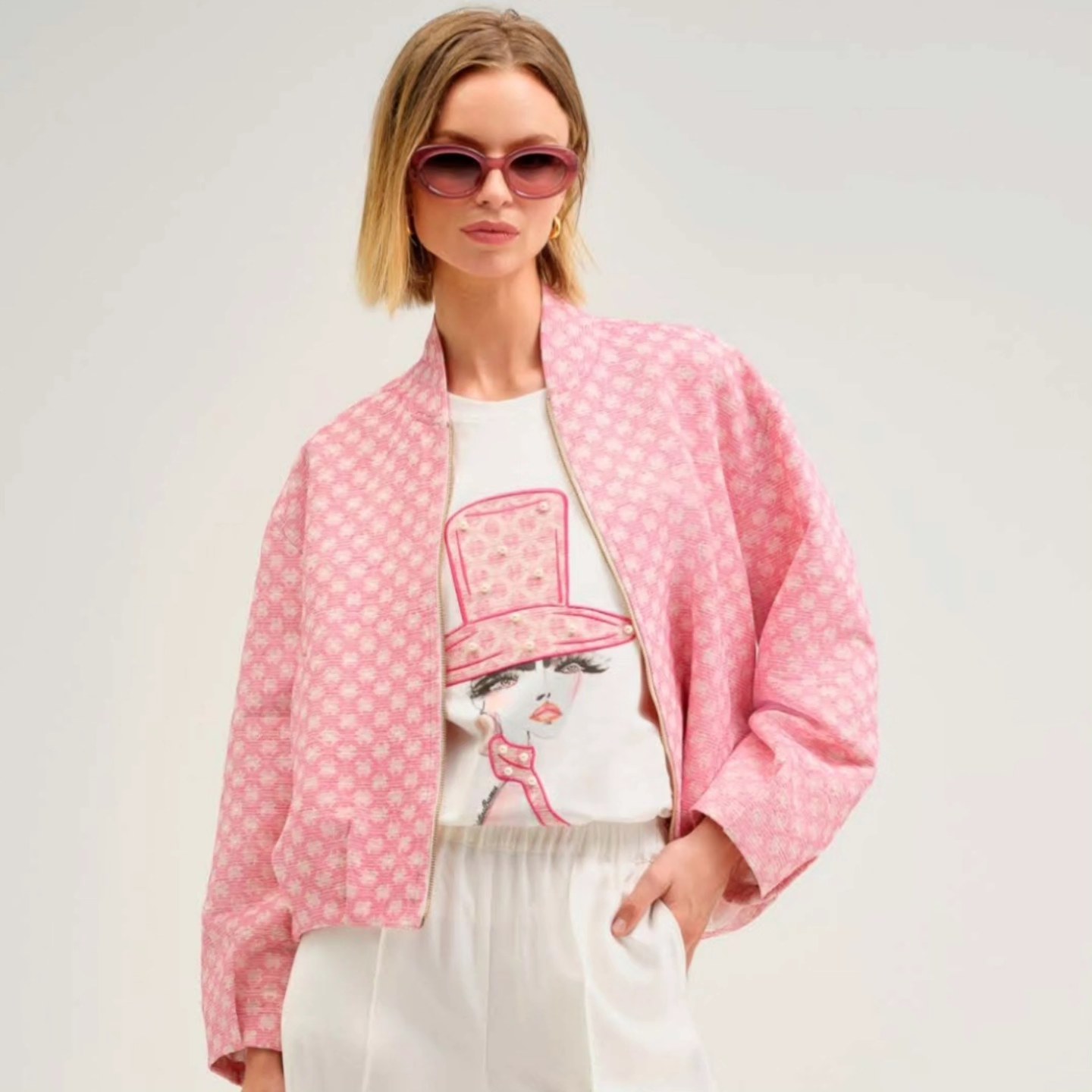 Jacheta bomber cu imprimeu geometric