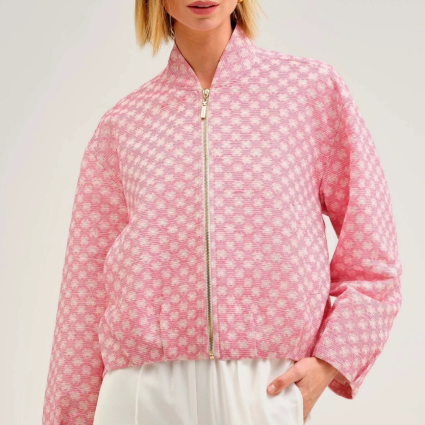 Jacheta bomber cu imprimeu geometric