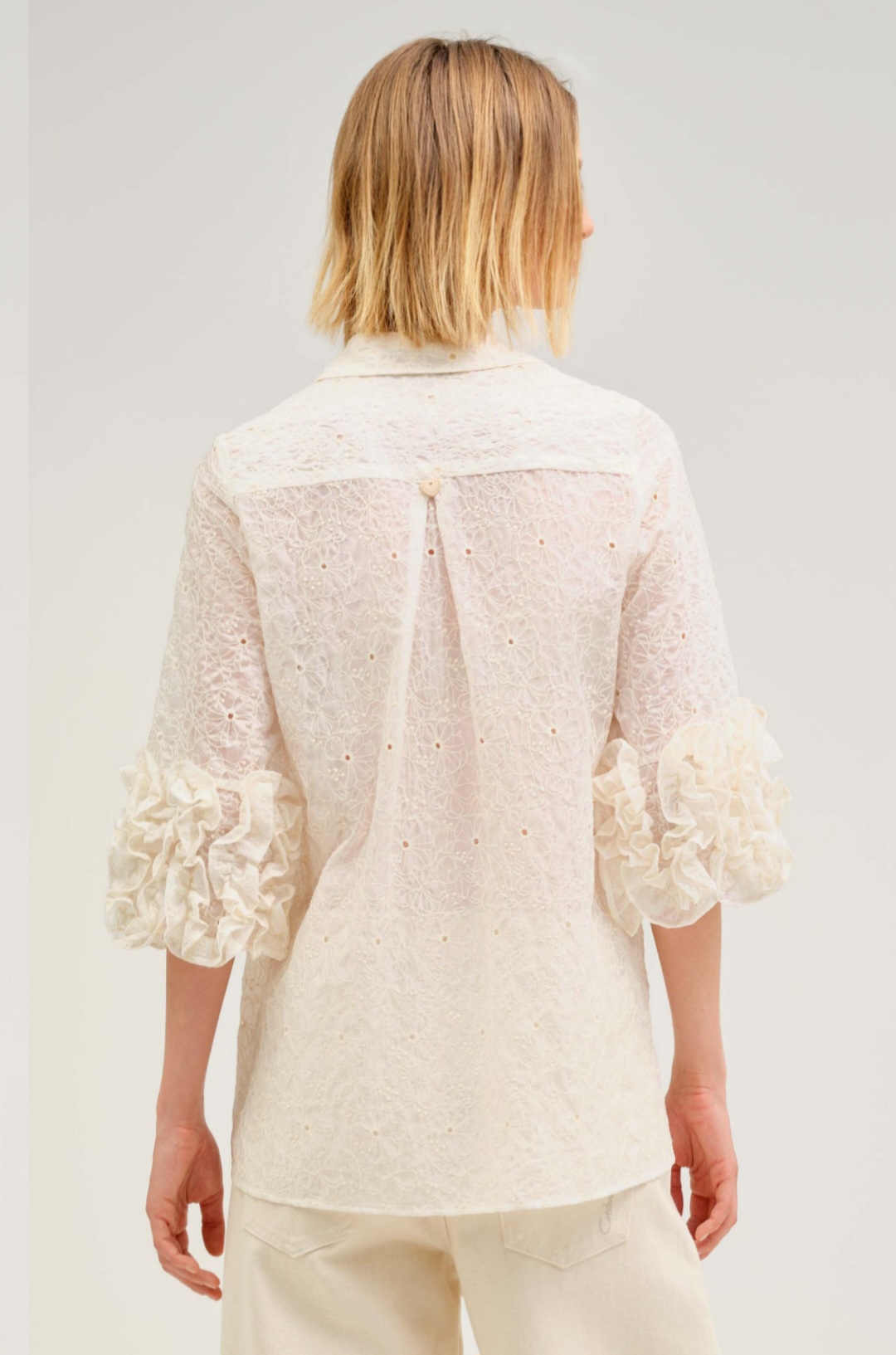 ​Cămașă Dantelată cu Volane