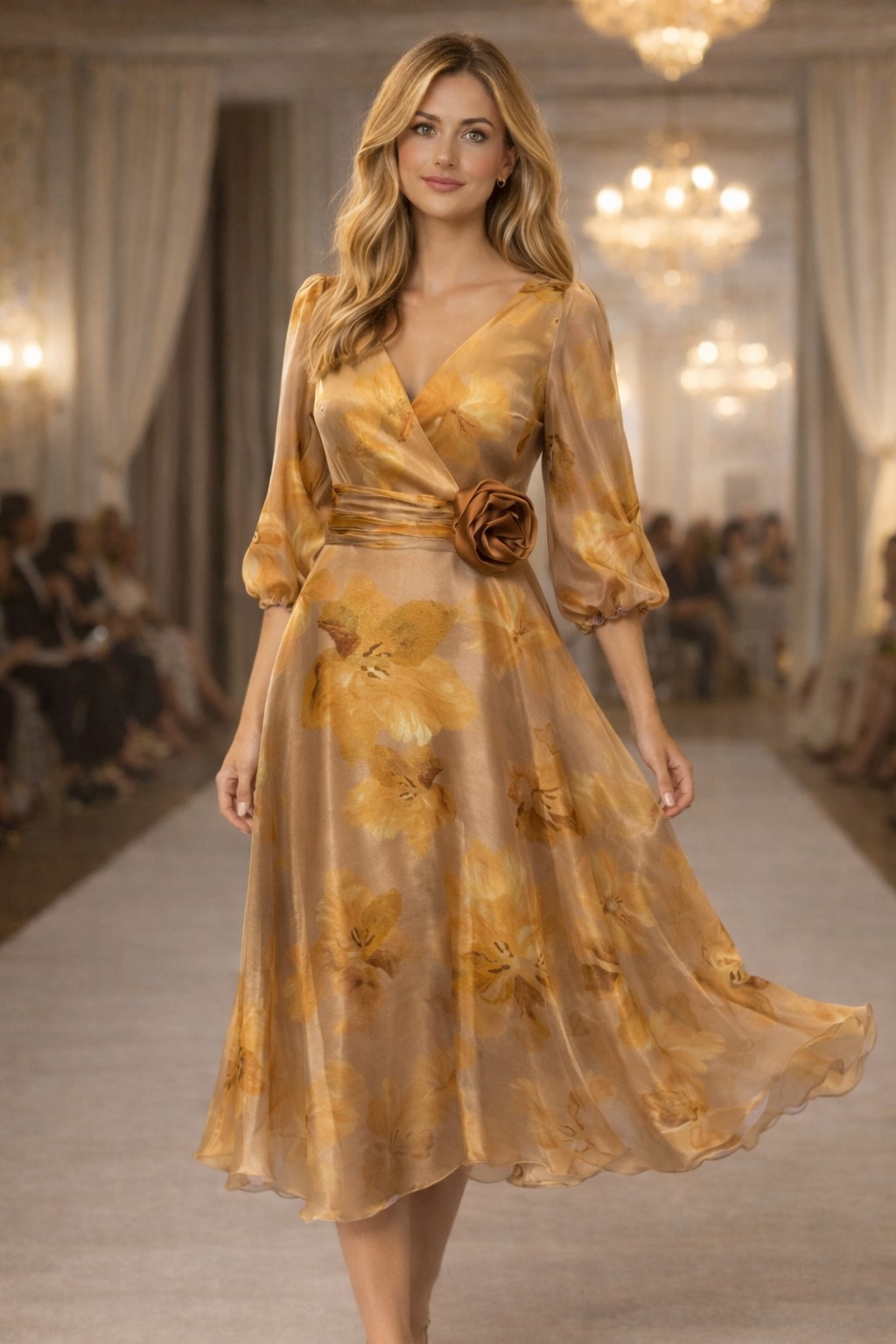 Rochie midi din organza satinată