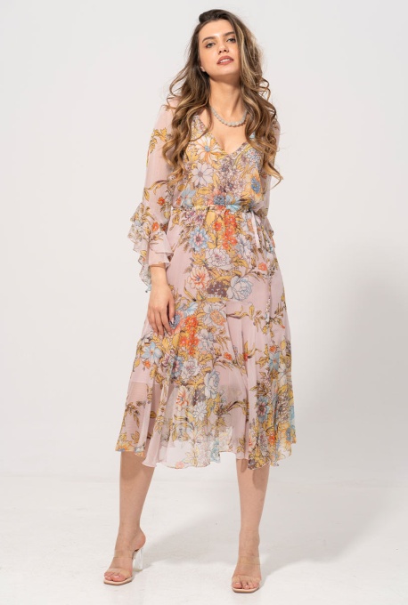 Rochie Wendy– Eleganță Florală și Textură Delicata