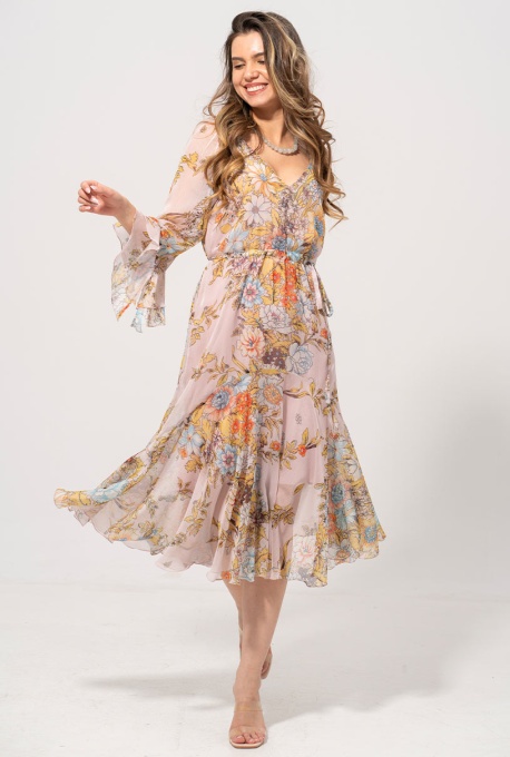 Rochie Wendy– Eleganță Florală și Textură Delicata