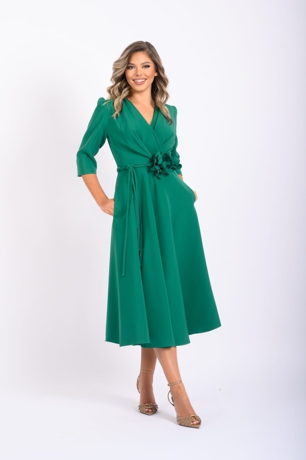Rochie Midi Elegantă Verde 