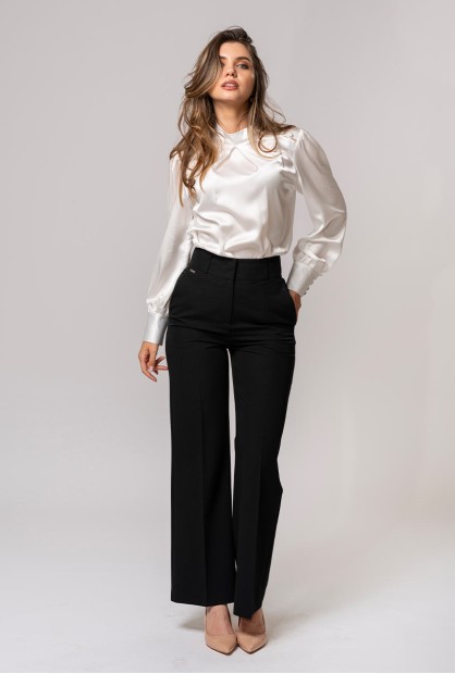 Pantalon Dama Nassira Negru – Eleganță și Stil Wide-Leg 