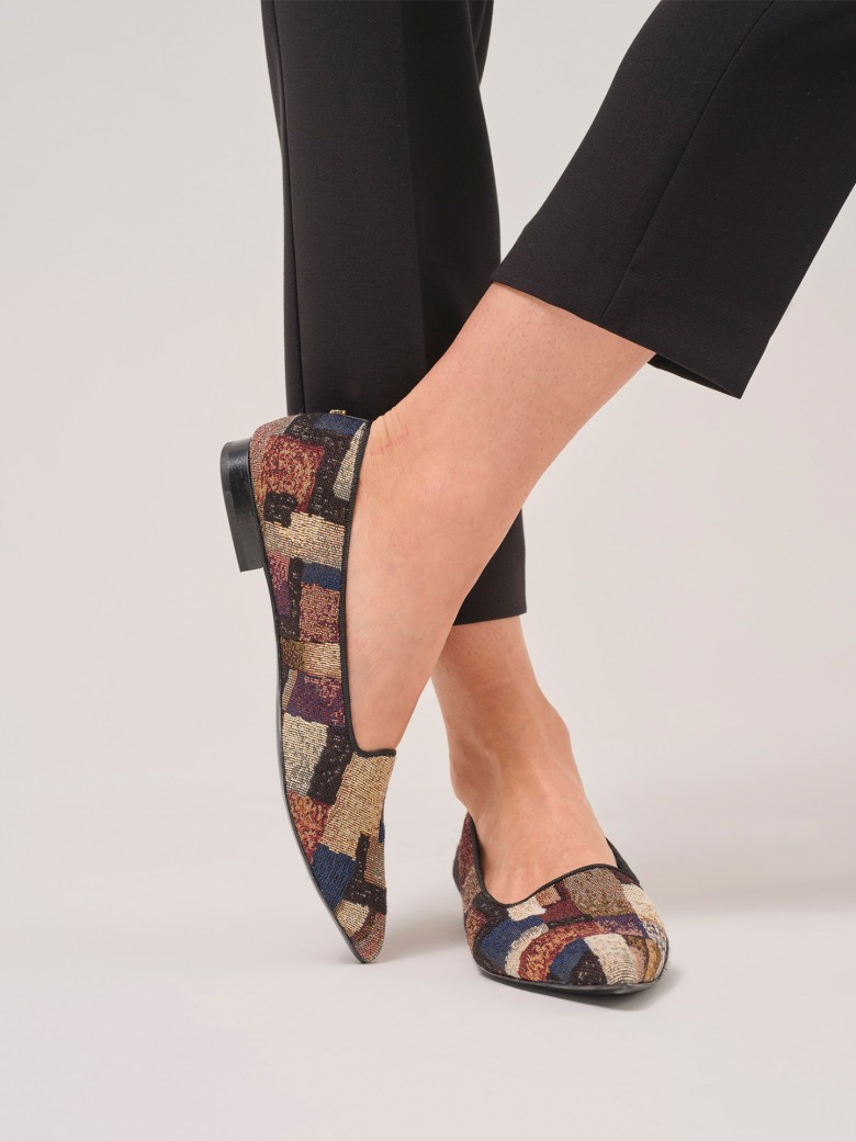 Balerini eleganți din jacquard multicolor 