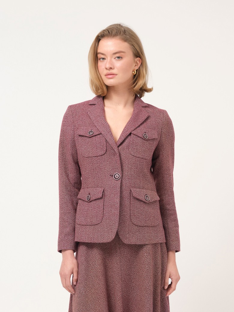 Sacou Cambrat din Tweed Texturat
