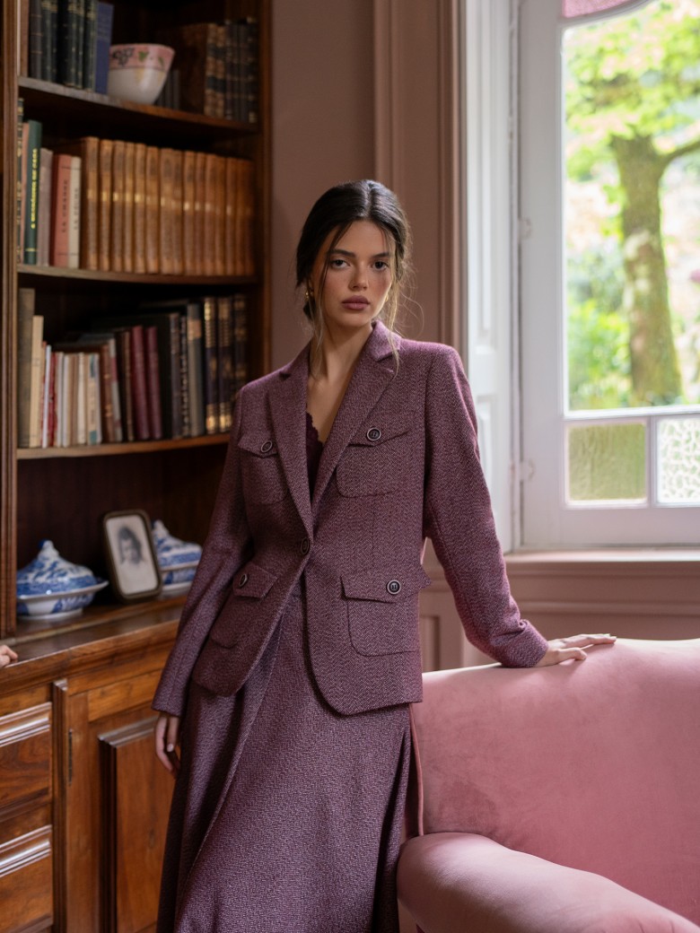 Sacou Cambrat din Tweed Texturat